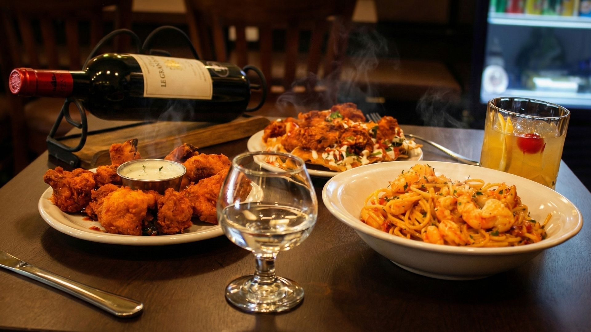 comida deliciosa de whiskey kitchen